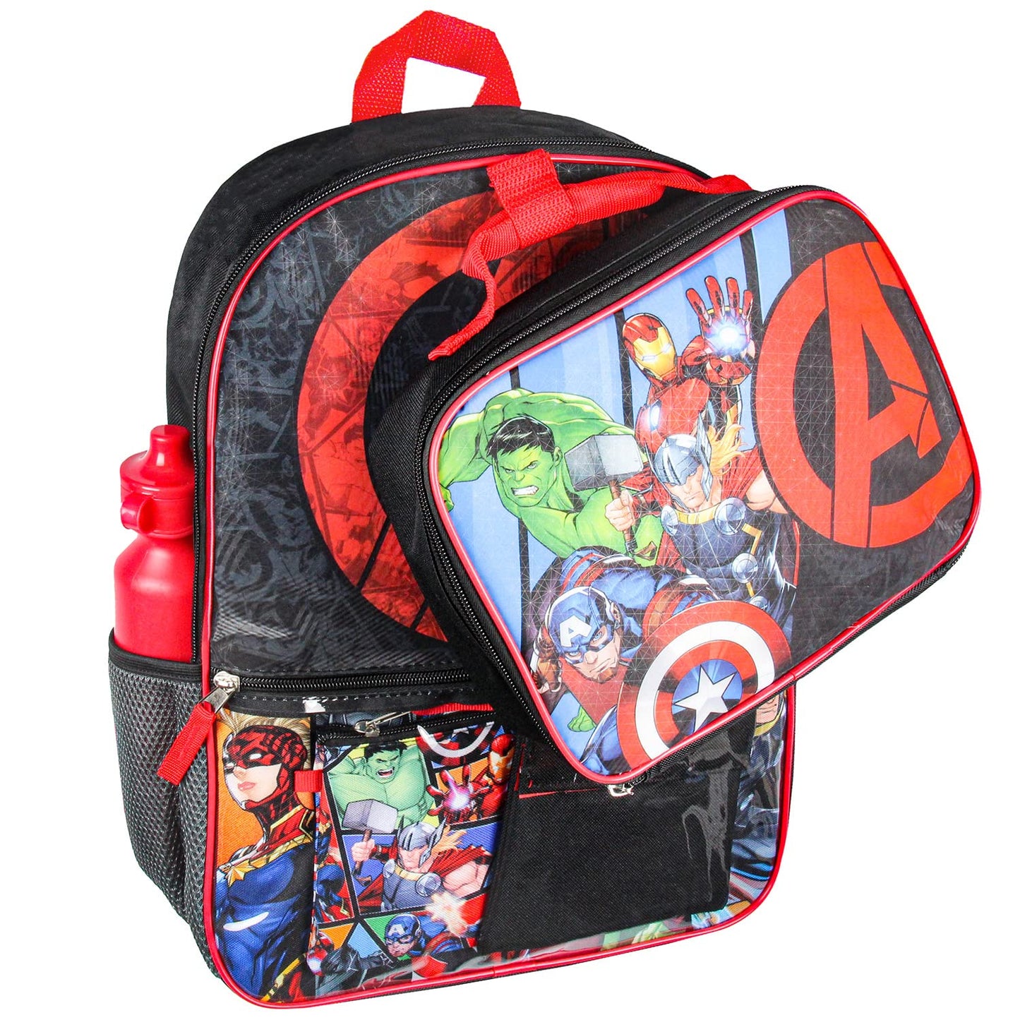 Bioworld Marvel Avengers Superhero 5-Piece Backpack Lunch Tote Set