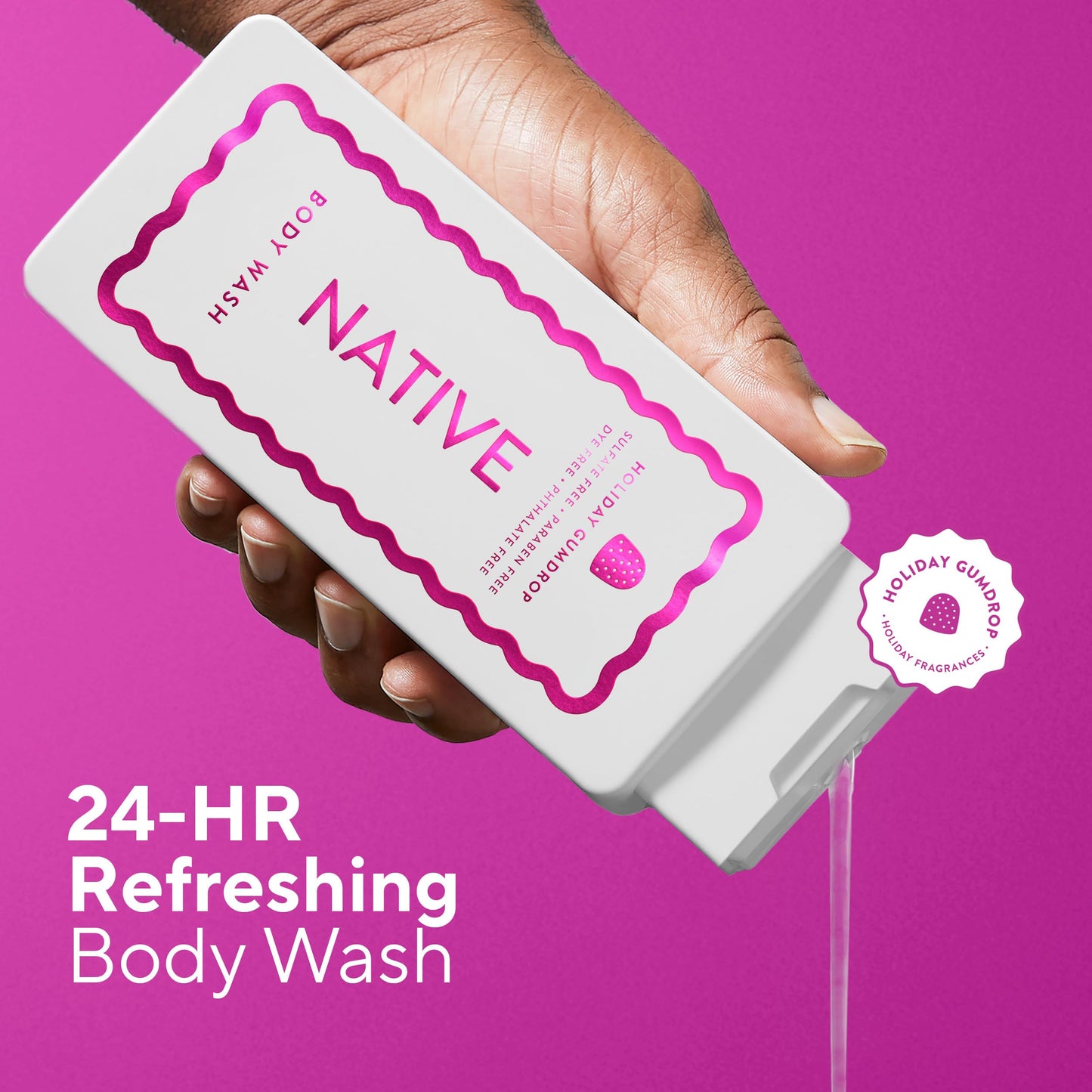Native Body Wash, Holiday Edition, Holiday Gumdrop Scent, Contains Naturally Derived Ingredients | For Women & Men, Sulfate, Paraben, & Dye Free Beauty & Personal Care Native
