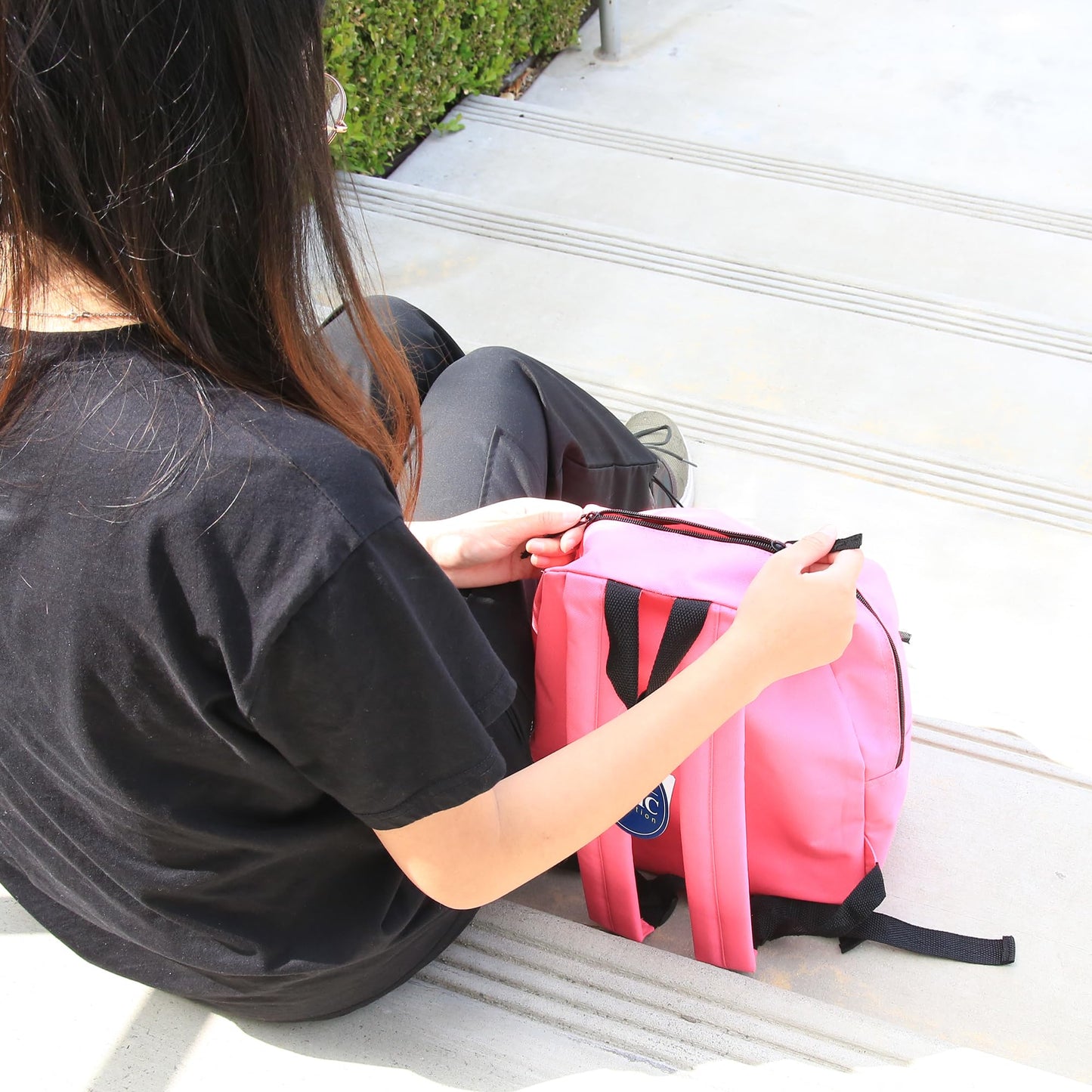 BAZIC School Backpack 16" Fuchsia, Lightweight School Bag Padded Back & Adjustable Strap for Students, Travel Bag Fit A4 Notebook, 1-Pack
