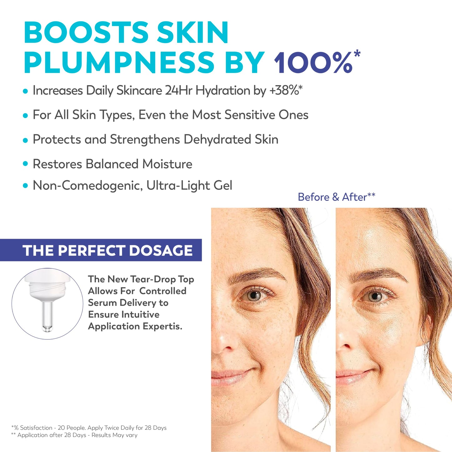 Eau Thermale Jonzac Rehydrate Organic Pure Hyaluronic Acid Hydrating Serum for Face - 24H Hydration - Plump and Repair Dehydrated Skin - Safe