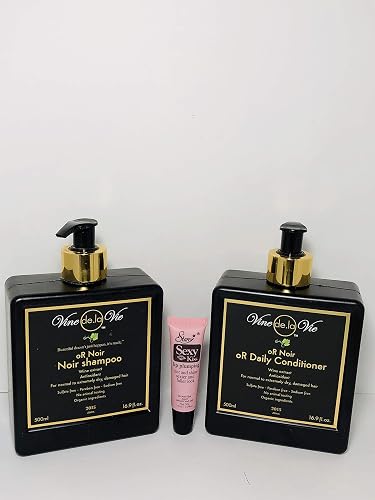 Vine de la Vie oR Noir Shampoo & Conditioner, Organic-Based - Wine Extract Antioxidants, Use on Wet or Dry Hair - 16.9 fl. oz. "Free Starry Sexy Kiss