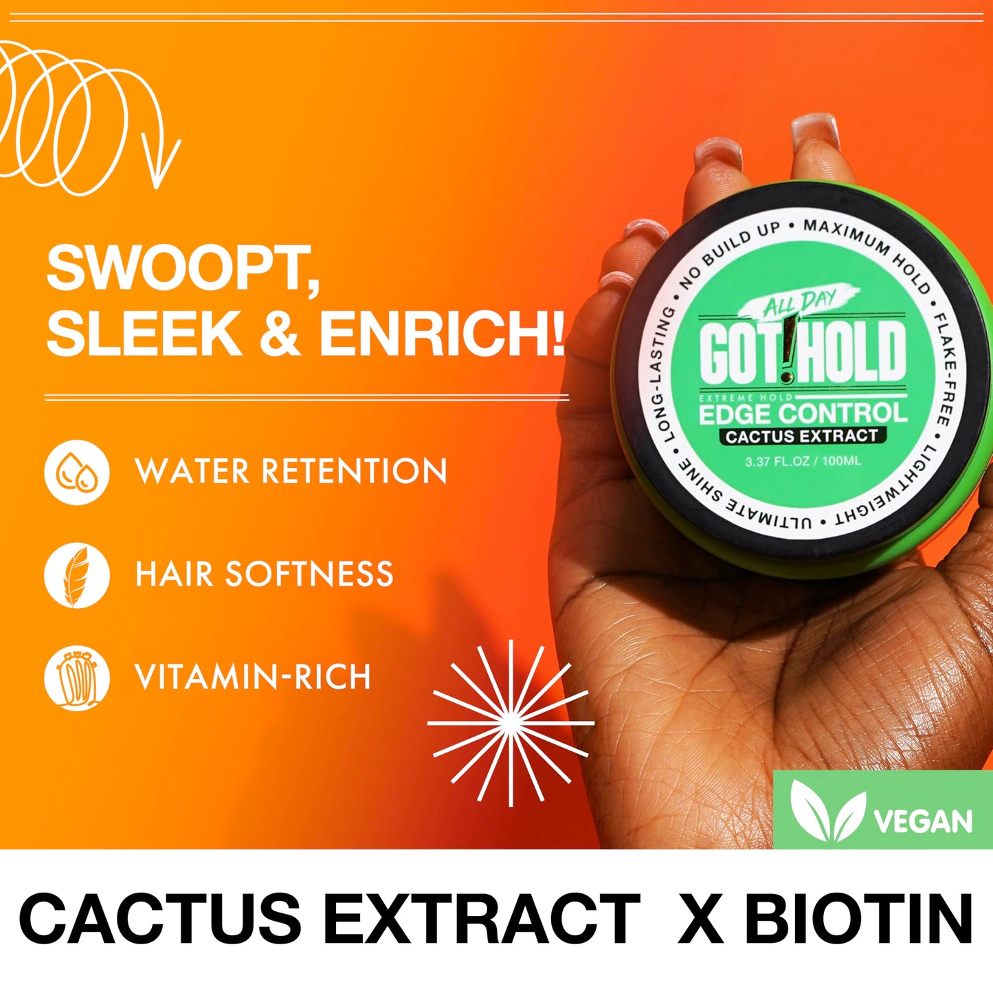 ALL DAY GOT HOLD Extreme hold Cactus Extract Edge Control 2.02 fl.oz/60ml