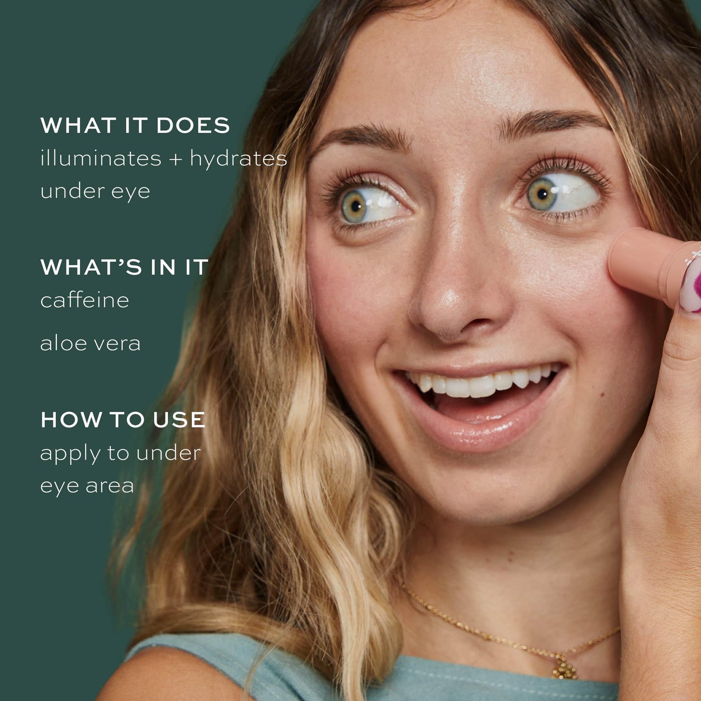 ITK Skincare Caffeine + Aloe Vera Under Eye Stick Face Moisturizer for Fine Line & Wrinkle Repair - Travel Size - Anti Aging Dark Circle Under Eye