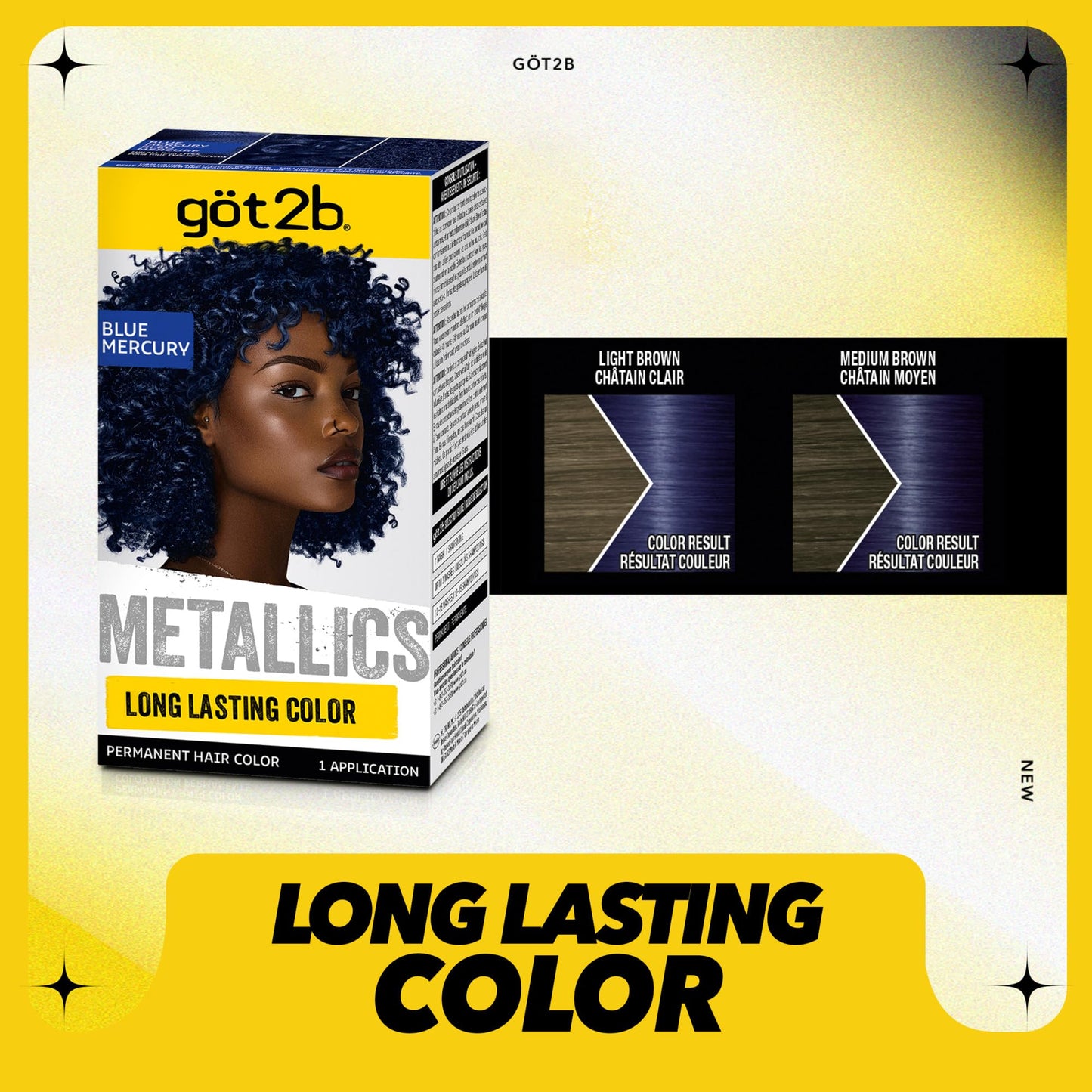 got2b Metallics Permanent Hair Dye, Blue Mercury M67, Hair Color for Women & Men, Formulated with Metallic-Shine Booster for Cool, Shimmering Tones