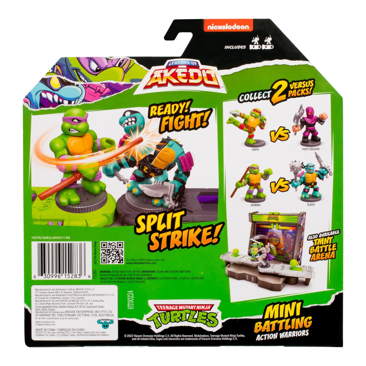 Legends of Akedo TMNT Versus Pack Donnie vs Slash, 2 Mini Battling Figures with Exclusive Battle Controllers, Ready Fight Split Strike