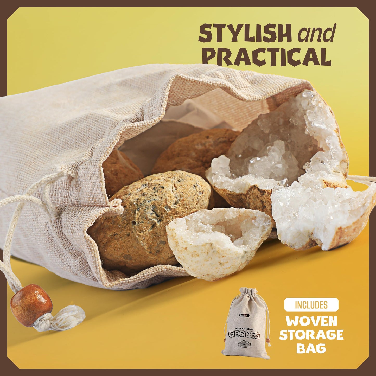 Dan&Darci Break Your Own Geodes – Hollow Moroccan Geodes 1–2.5", Science Kit for Kids Ages 8–14, Educational Discovery Toy & Fun Gift