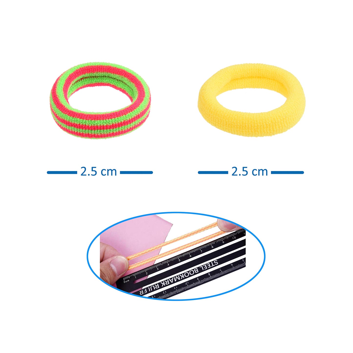 Kare & Kind 200 Hair Band Ties and 20 Mini Hair Claw Clip Pins- Assorted Colors - Cotton/Polyblend Material - Different Designs and Styles -