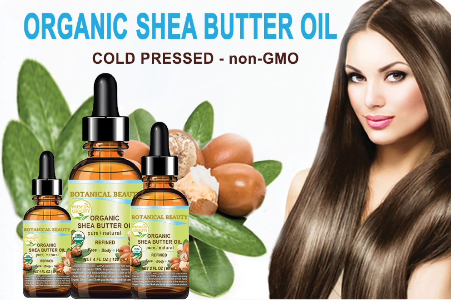 Botanical Beauty Organic SHEA BUTTER OIL 100% Pure Natural Undiluted Refined Cold Pressed Carrier Oil. 1 Fl.oz.- 30 ml for Face, Skin, Hair, Lip