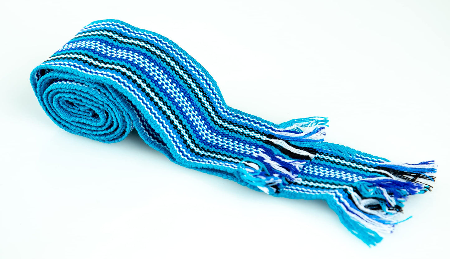 rushnichok Ukrainian hand woven homespun Hutsul Belt Blue black KRAYKA for Vyshyvanka