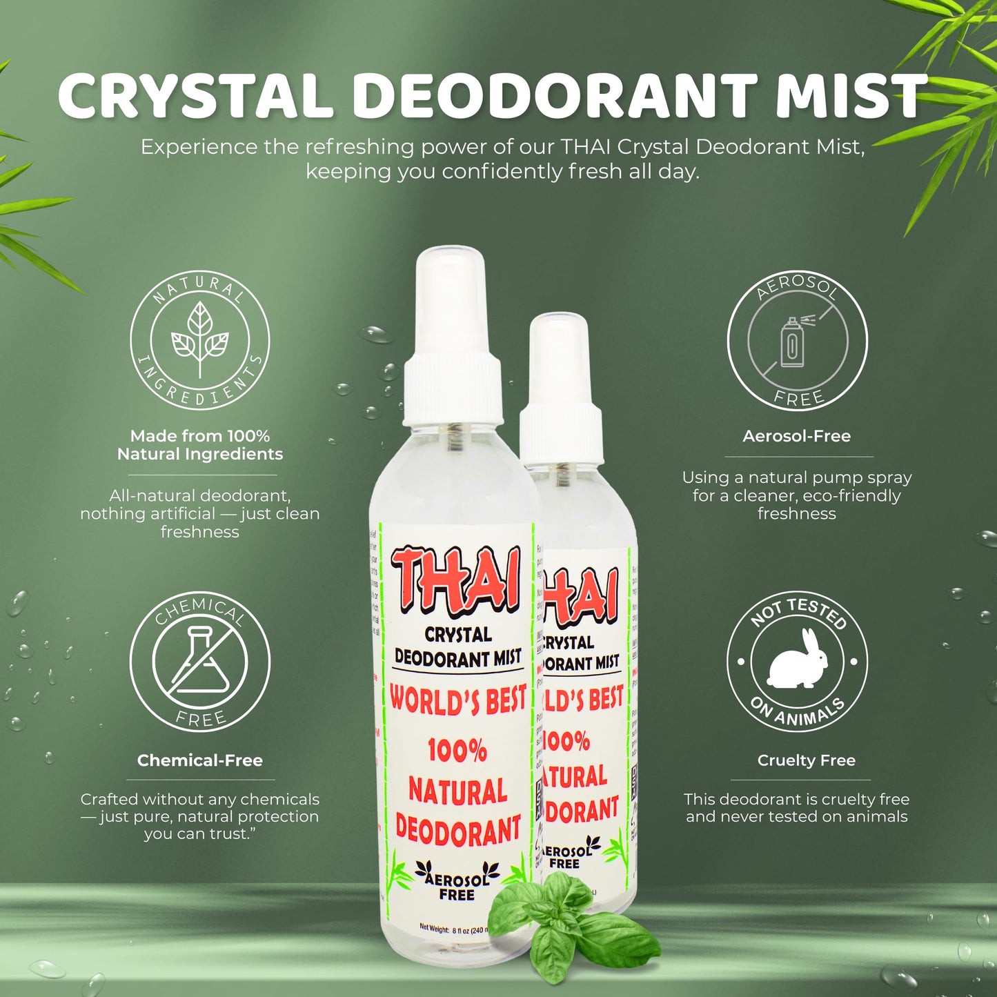 Thai Deodorant Stone Crystal Mist Natural Deodorant Spray 8 oz. Bundle, Pack of 2 Beauty and Personal Care Thai Deodorant Stone