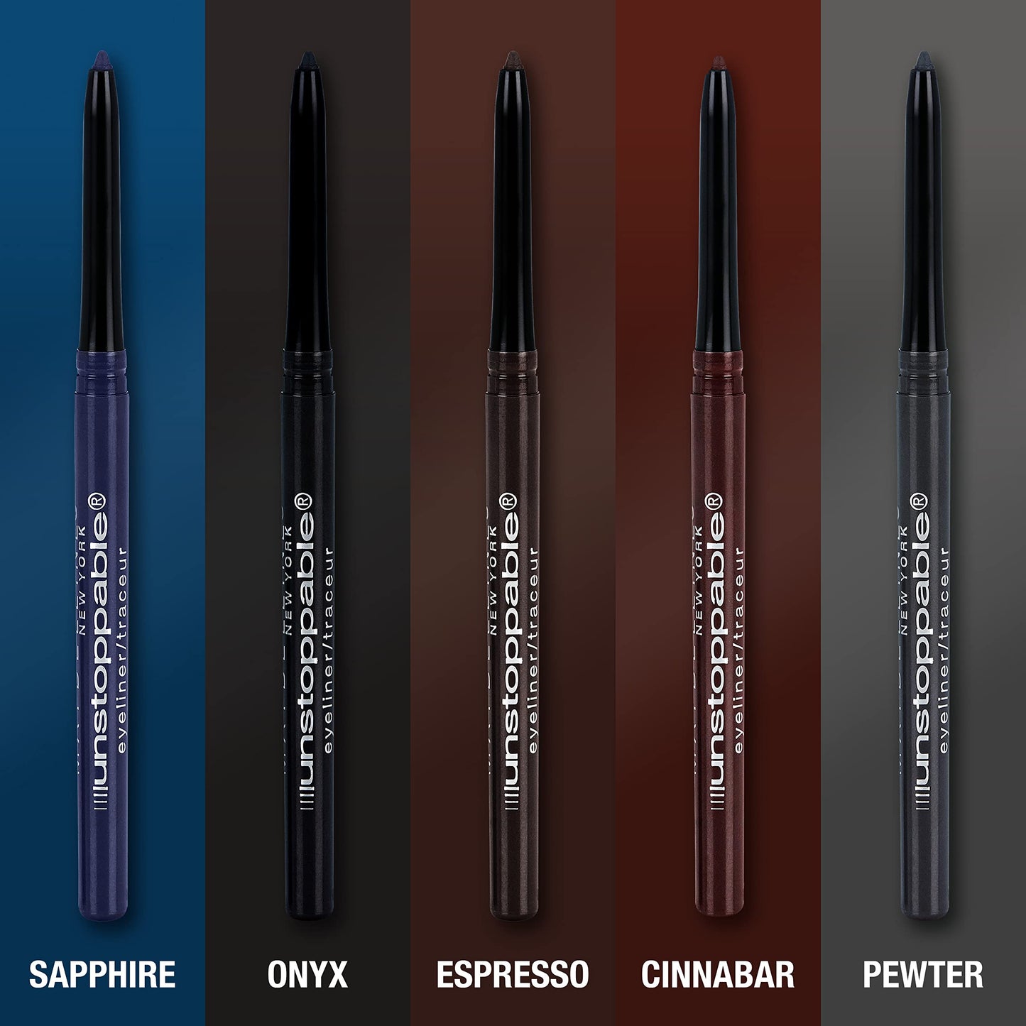 Maybelline Unstoppable Waterproof Mechanical Brown Eyeliner Pencil, Easy to Apply, Smooth Glide, Up to 24 Hour Wear, Cinnabar, Pack of 2