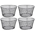Small Metal Rectangular, Oval and Round Wire Baskets with or without Handles, Black and White, 4-ct Sets (Oval Black Without Handles)