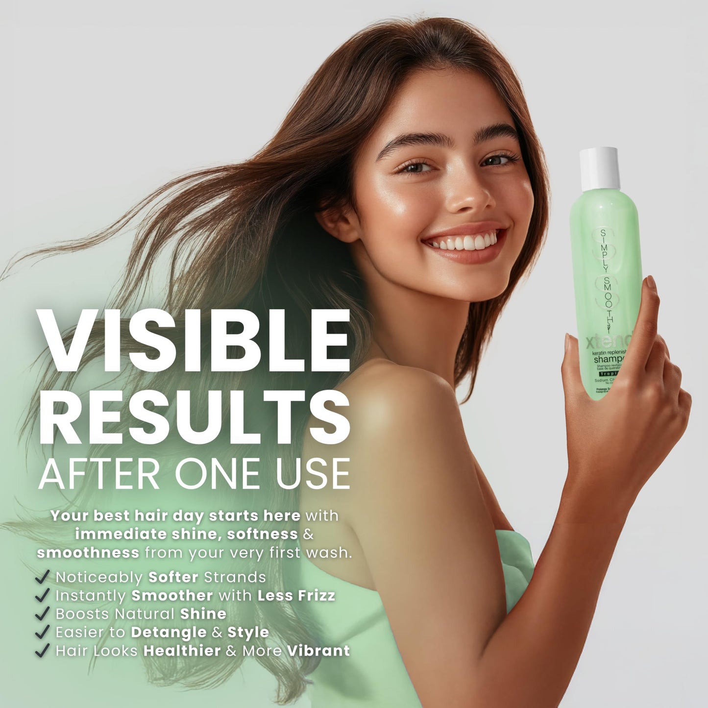 SIMPLY SMOOTH Xtend Keratin Replenishing Shampoo Tropical | Sulfate-Free Daily Cleanser for Dry, Frizzy, Damaged Hair | Smooths, Strengthens