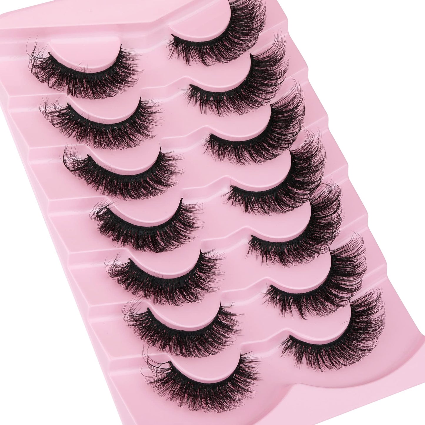 JIMIRE Faux Mink Lashes Fluffy Cat Eye Natural False Eyelashes Volume Wispy Fox Eye Crossed 17MM Thick Fake Lashes Look Like Eyelash Extensions Beauty and Personal Care JIMIRE