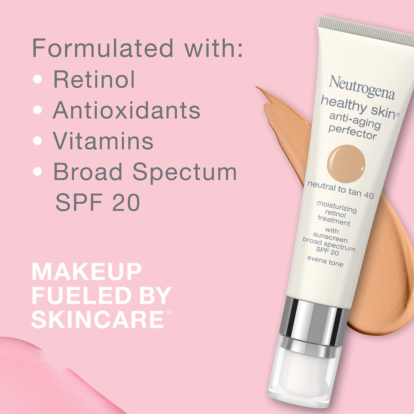 Neutrogena Healthy Skin Anti-Aging Perfector Tinted Facial Moisturizer and Retinol Treatment with Broad Spectrum SPF 20 Sunscreen with Titanium