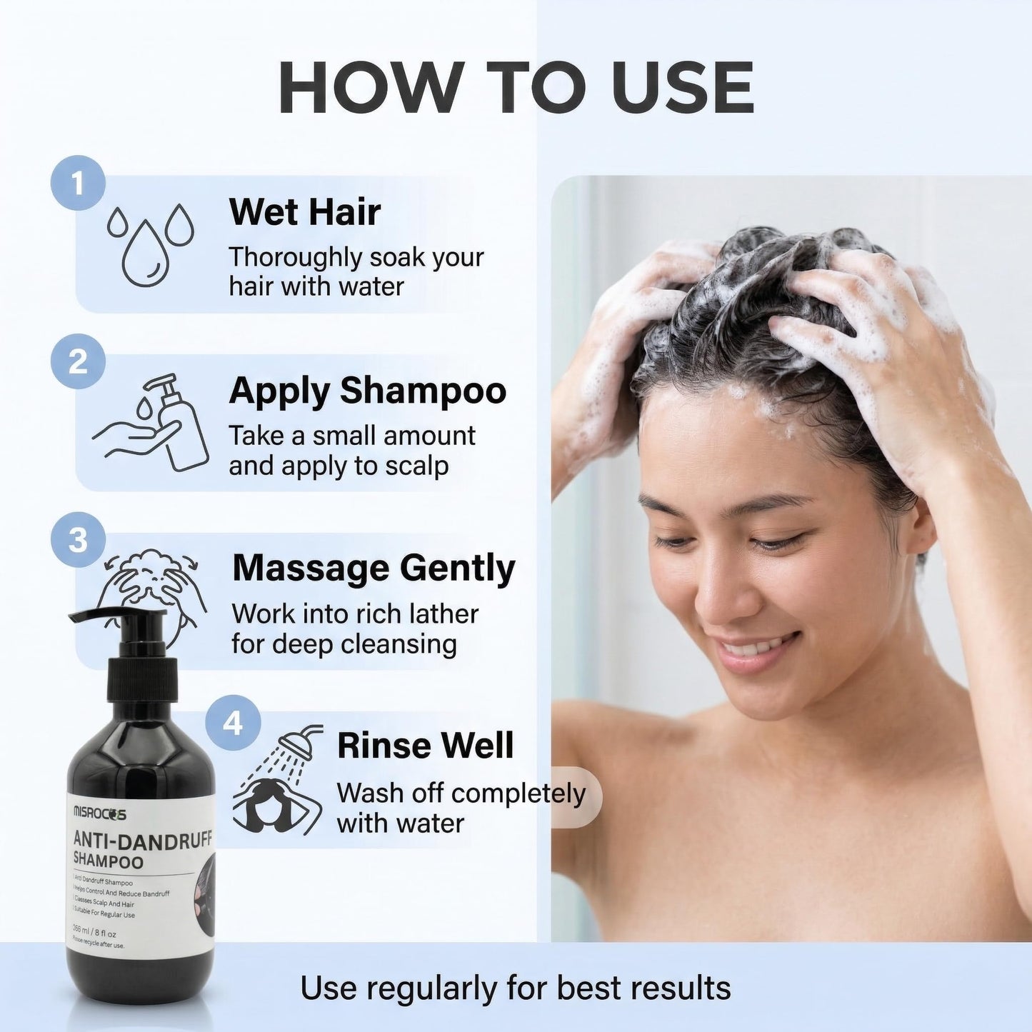 MISROCOS - Hair Care Essentials- Moisturizing Conditioner & Anti-Dandruff Shampoo, Professional Scalp Care for Deep Hydration, Shine, Flake Control