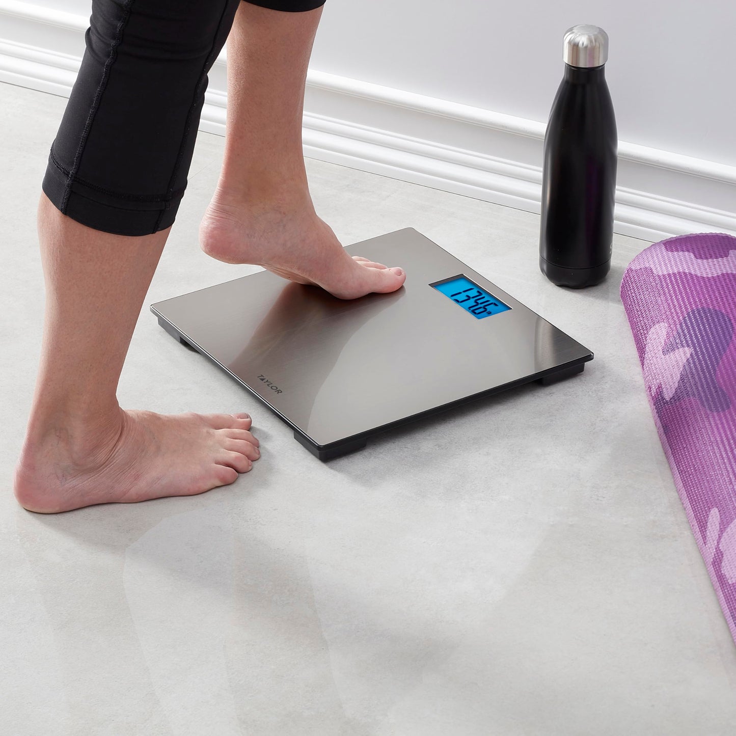 Taylor Digital Scales for Body Weight, High 400 LB Capacity, Brushed Stainless Steel Thin Glass Platform, Unique Blue LCD, Durable Platform, 11.8 x…