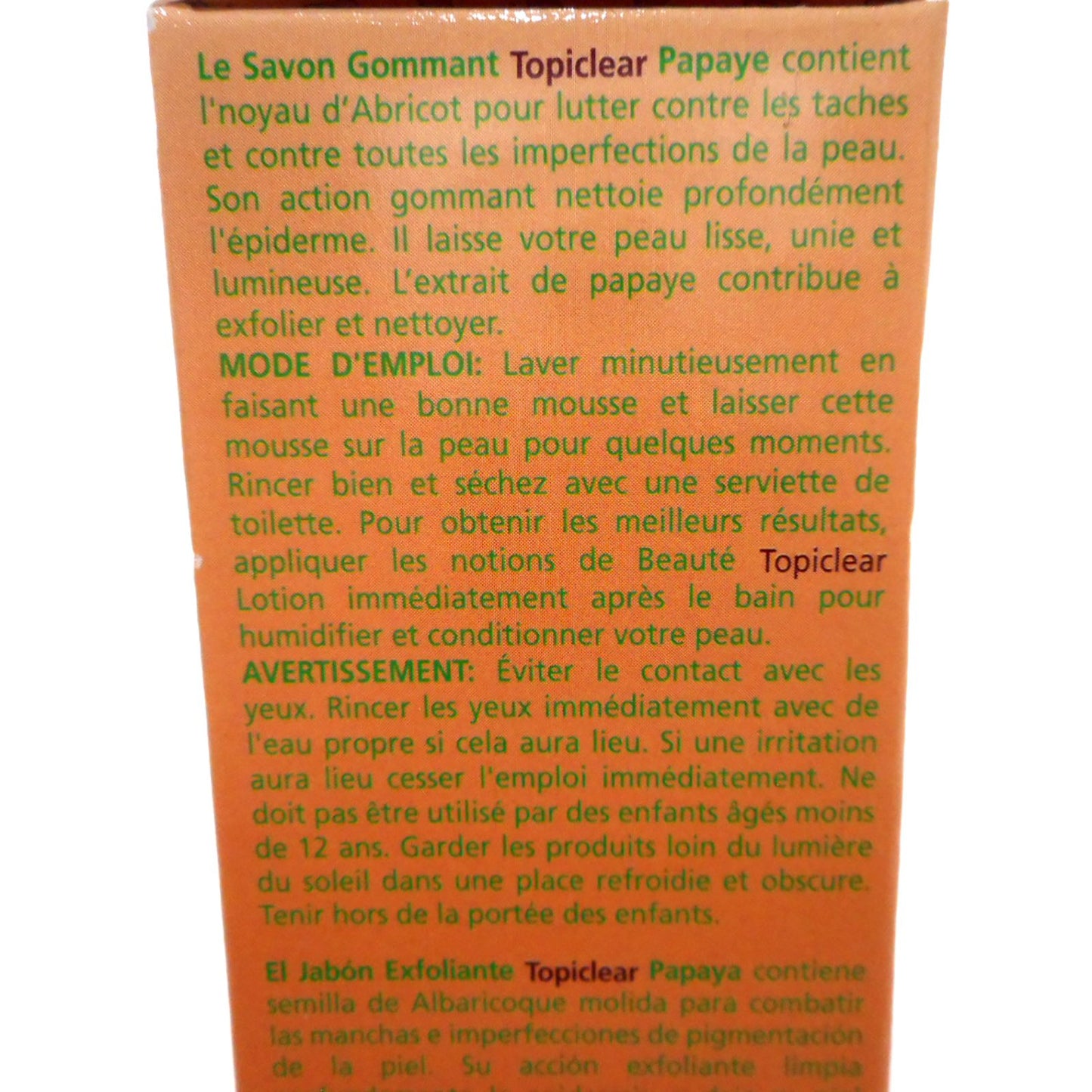Topiclear Exfoliating Soap, Papaya, 7 oz.