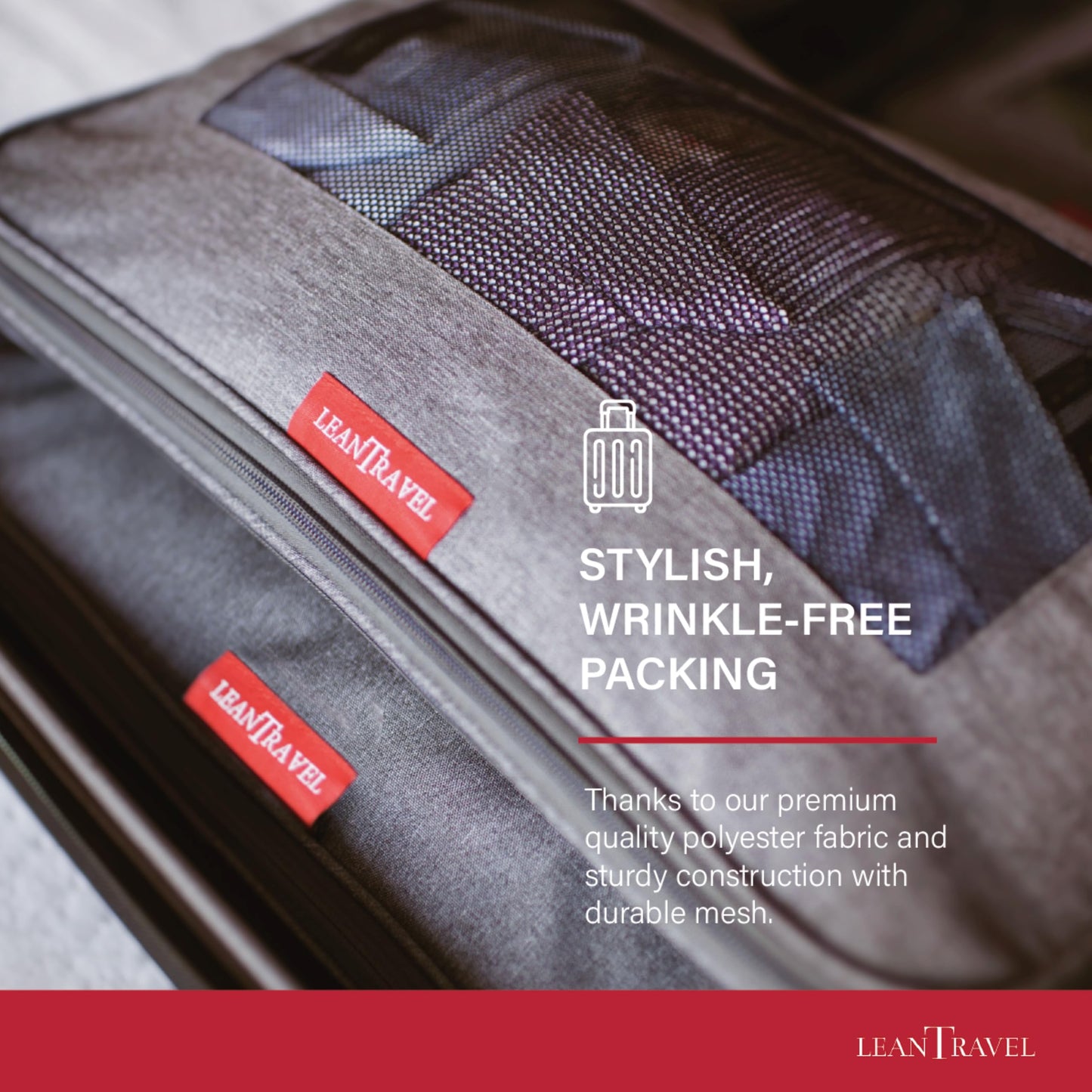 LeanTravel Compression Packing Cubes for Travel Organizers with Double Zipper (6-Pack (2L+2M+2S), Grey)