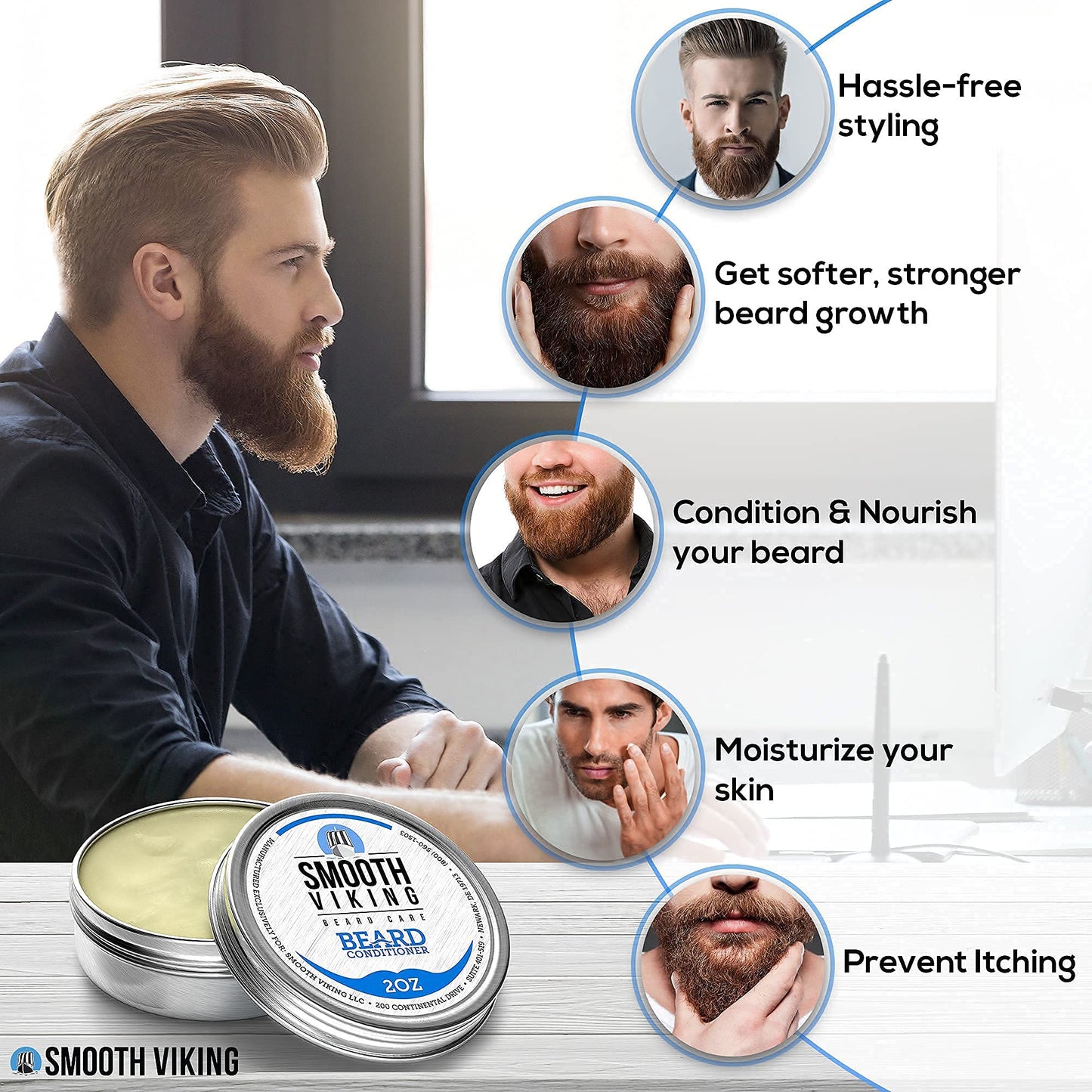 Vikings Beard Conditioner for Men - Ultimate Care for Silky Smooth Beard and Mustache, Softener with Leave-In Lotion/Cream (2 Oz)