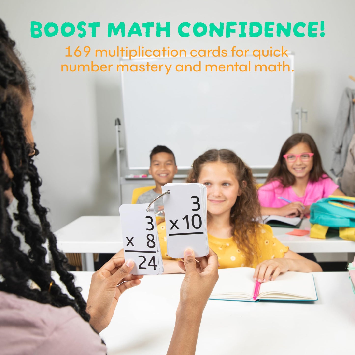 Star Right Multiplication Flash Cards | 169 Math Study Cards with Binder Rings | Times Tables Practice Set for Kids Ages 8+ Home or School