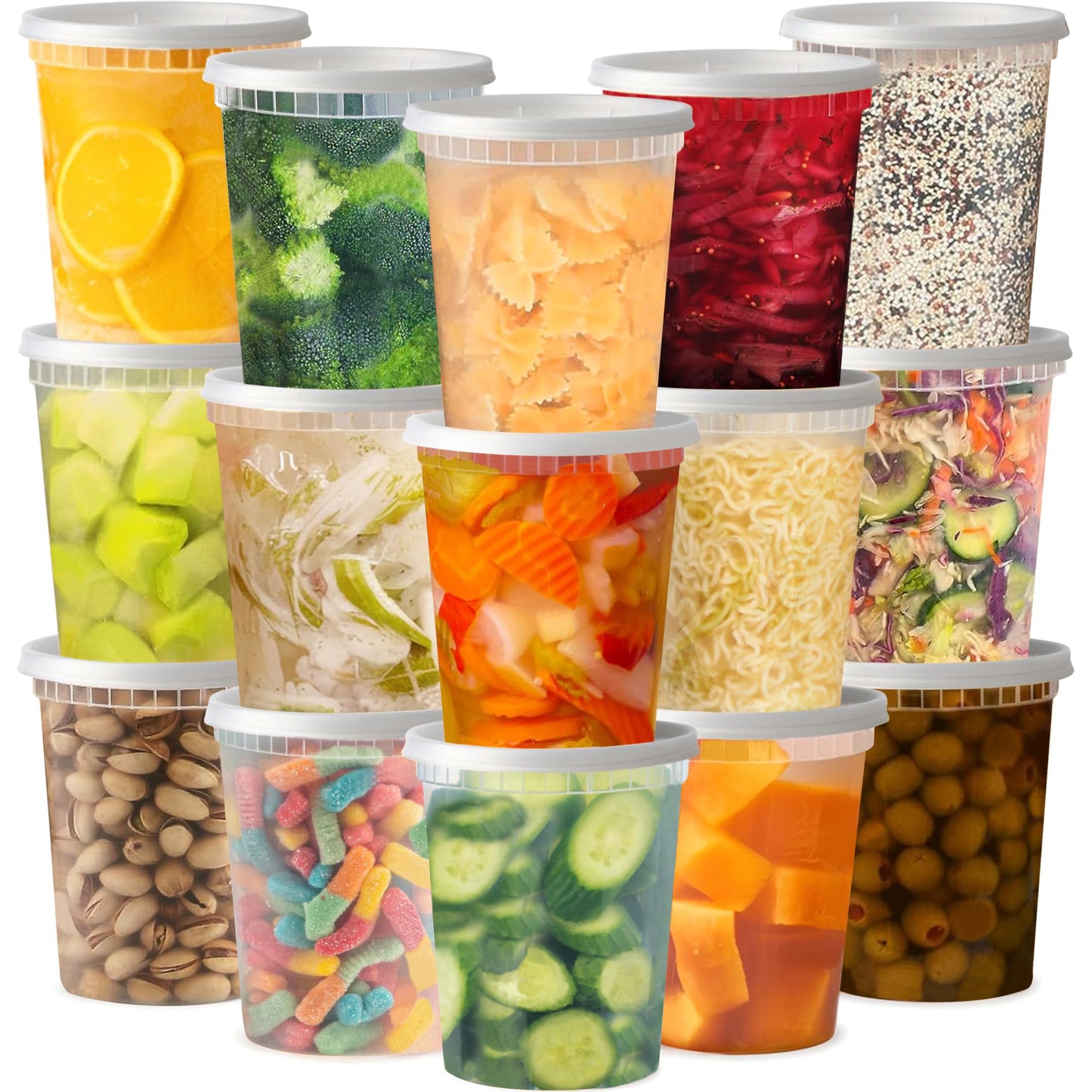 TashiBox 48 Sets 32 oz Plastic Deli Containers with Lids - Clear Airtight Food Storage & Meal Prep Containers, BPA Free, Stackable, Leakproof…