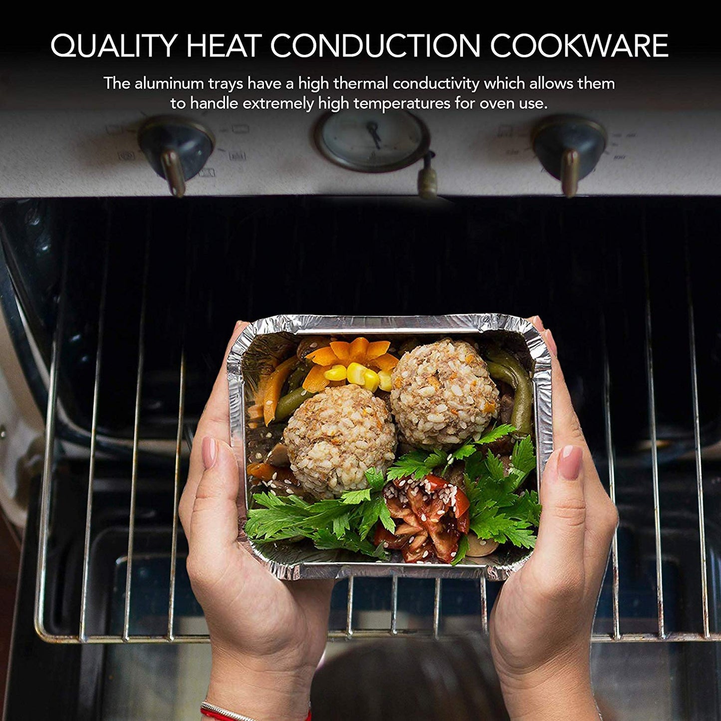 Small Aluminum Pans Take Out Containers (50 Pack) 50 Foil Oblong Pans and 50 Cardboard Lids - 1 Lb Tin Pans - Disposable Food Storage Containers…