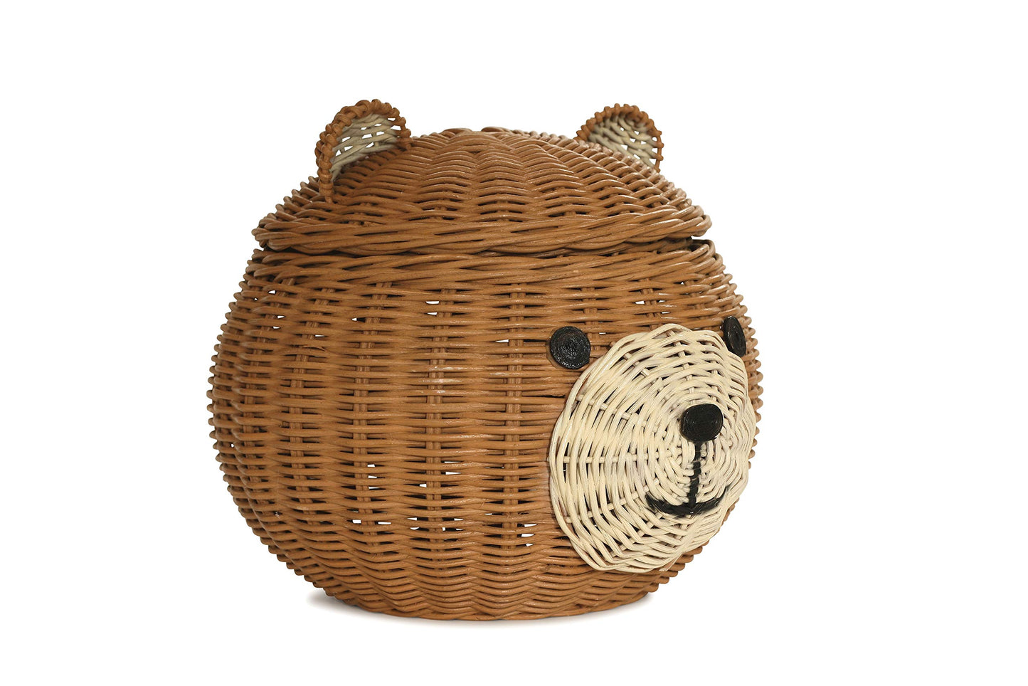 G6 COLLECTION Bear Rattan Storage Basket With Lid Decorative Bin Home Decor Hand Woven Shelf Organizer Cute Handmade Handcrafted Gift Art Decoration…