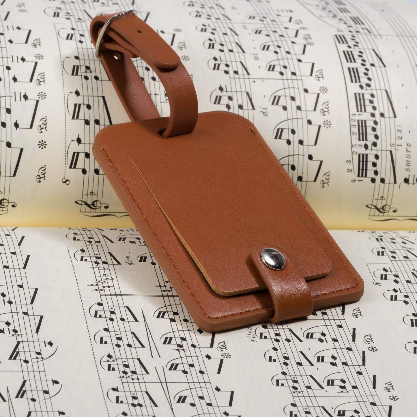 Luggage Bag Tags Leather Travel ID Labels Suitcase Name Tags with Snap - Set of 2