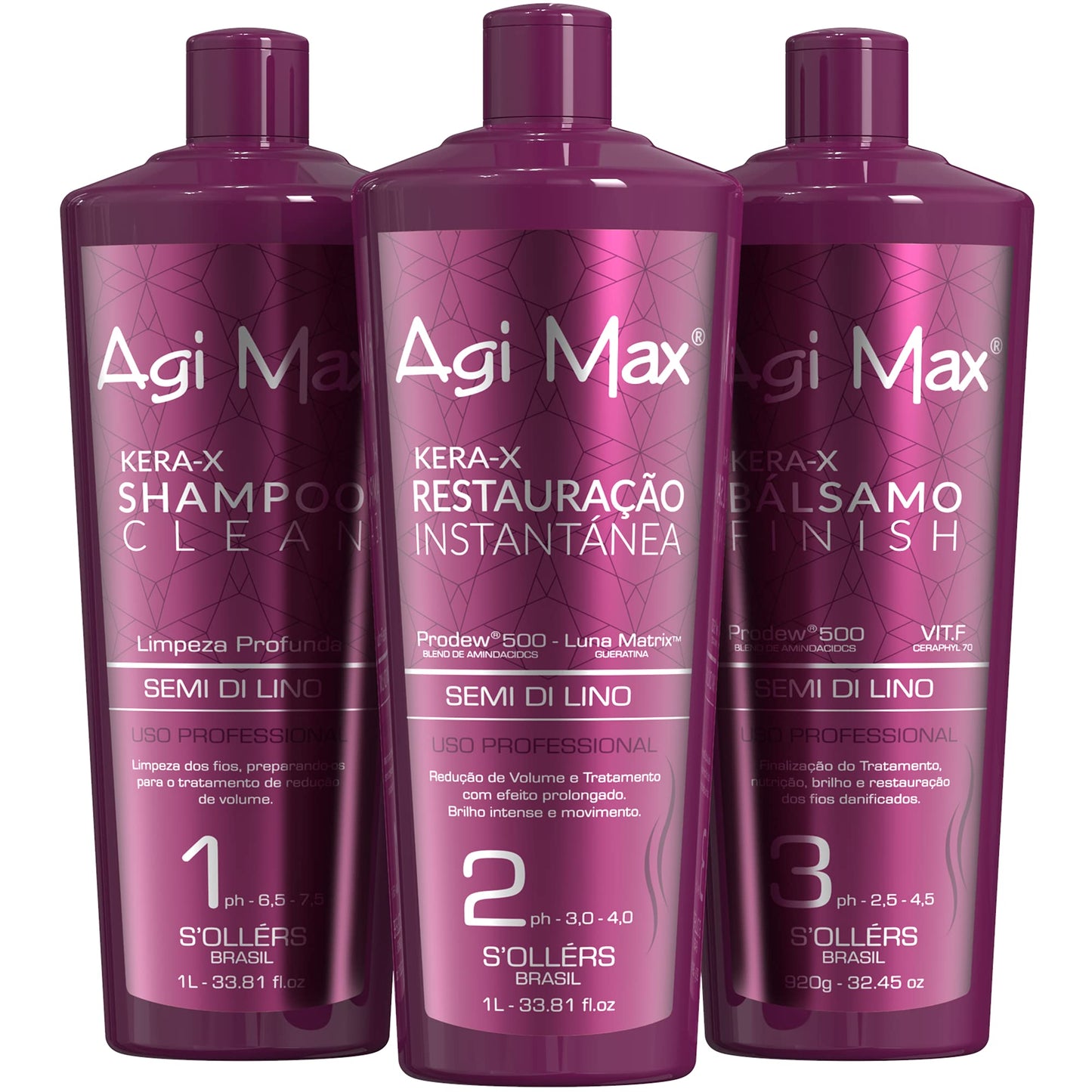 Agi Max Brazilian Keratin Hair Treatment Kit 1000ml - 3 Steps - The Best Straightening!