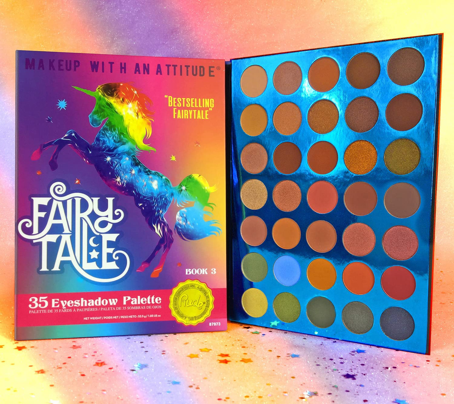 Rude Cosmetics Fairy Tale 35 Eyeshadow Palette - Book 3 for Women - 1.34 oz Eye Shadow