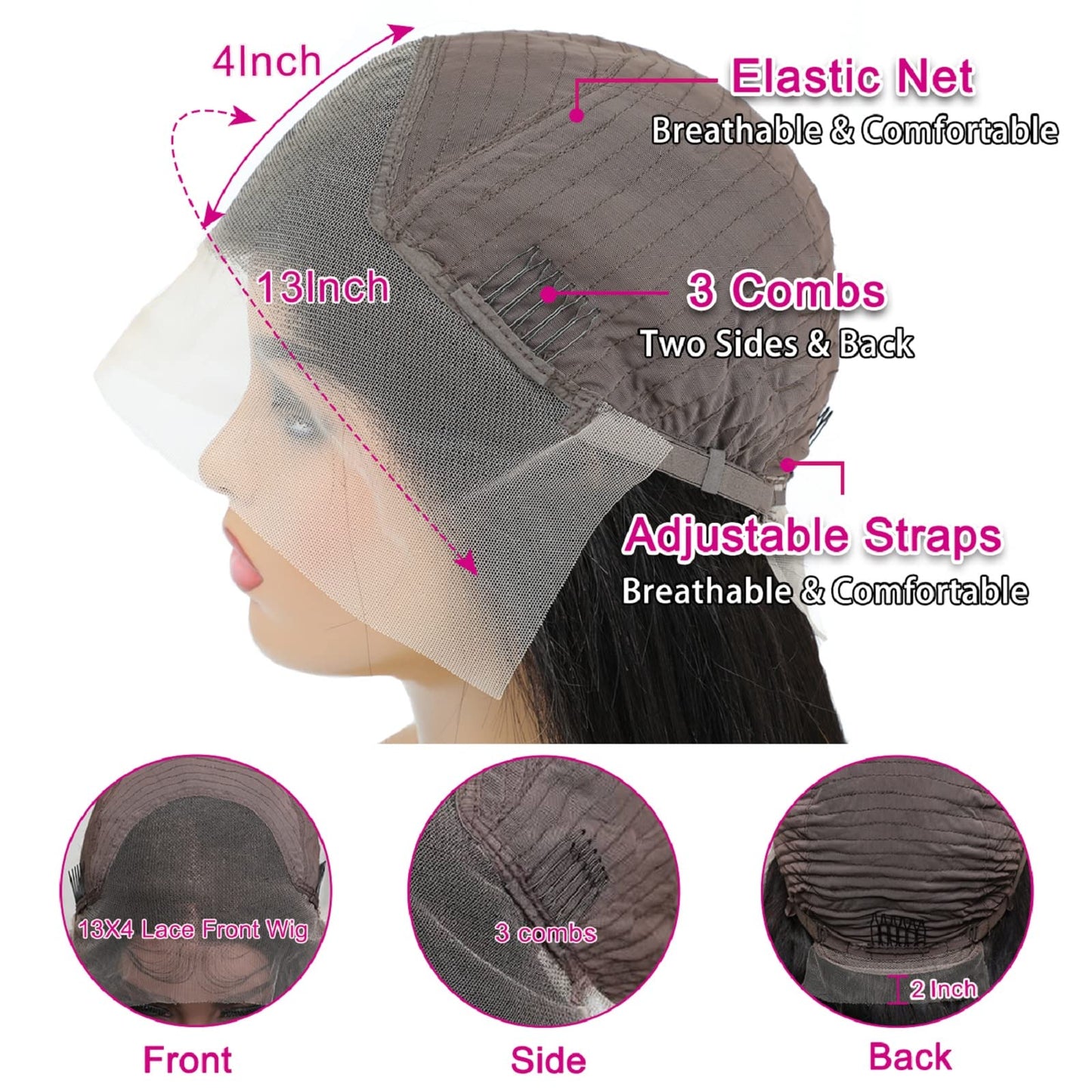 bunGiol 28Inch Lace Front Wigs Human Hair 180% Density 13x4 HD Transparent Straight Lace Front Wigs Human Hair Pre Plucked Brazilian Virgin Hair Lace Beauty and Personal Care bunGiol