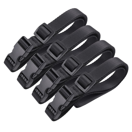 Vigorport Utility Straps 4-Pack – Adjustable Nylon Straps with Quick Release Buckle for Backpack, Travel, Camping – Black 40”