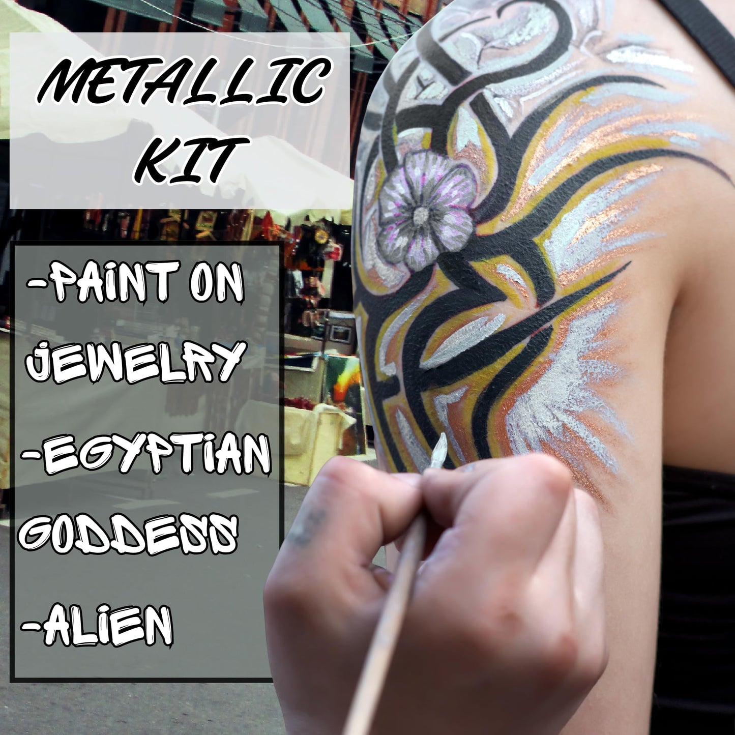 2-Pack Metallic Liquid Latex Kit - two 1 fl oz Gold & Silver, Includes 2 Precision Brushes, Perfect for SFX Makeup, Cosplay, Body Art & Nail Design