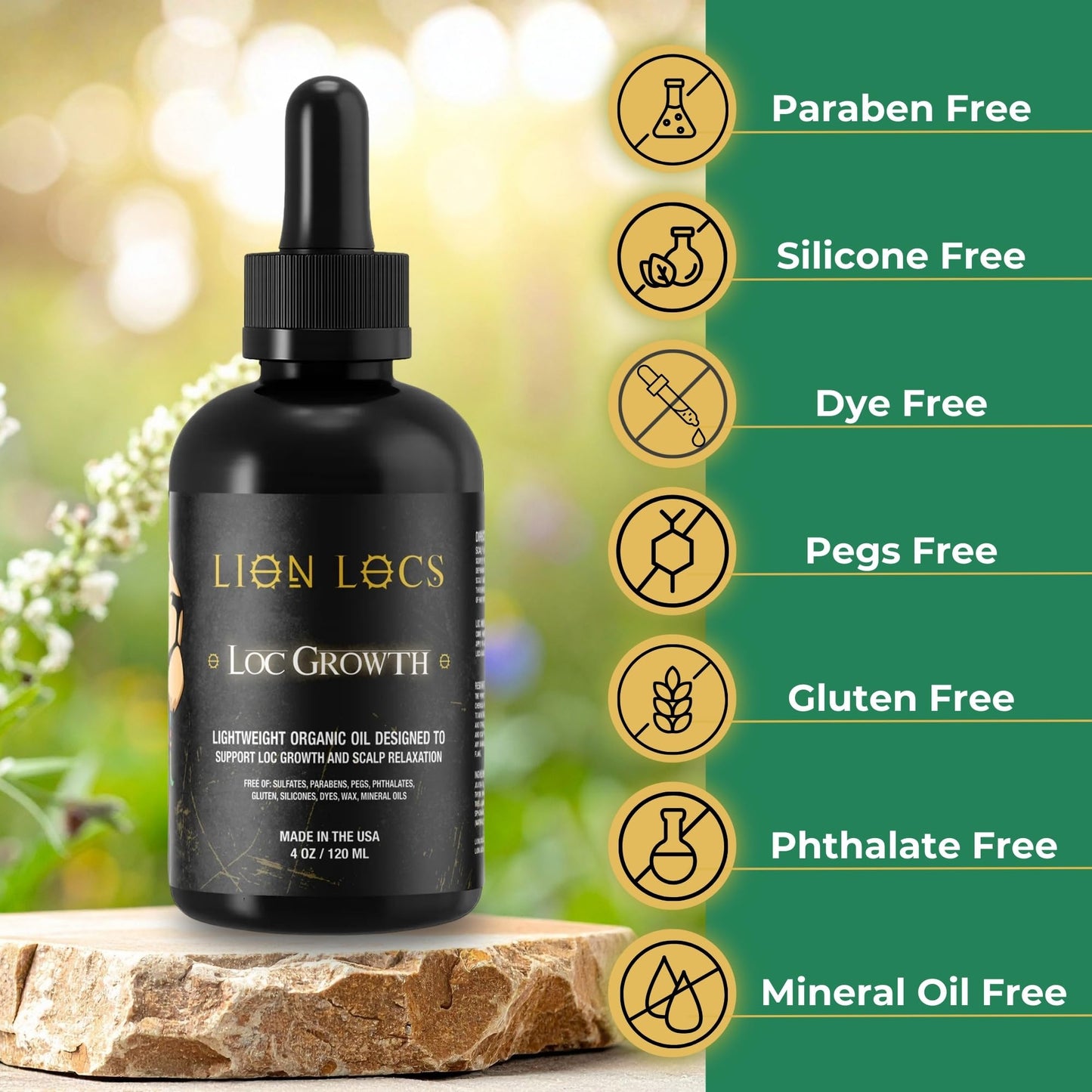 Lion Hair Growth Oil and Scalp Relaxer | Light Styling for Dreadlocks, Braidlocks, Braids, Faux Locs, Crochet Locs, Boho Locs, or Sisterlocks (4oz)