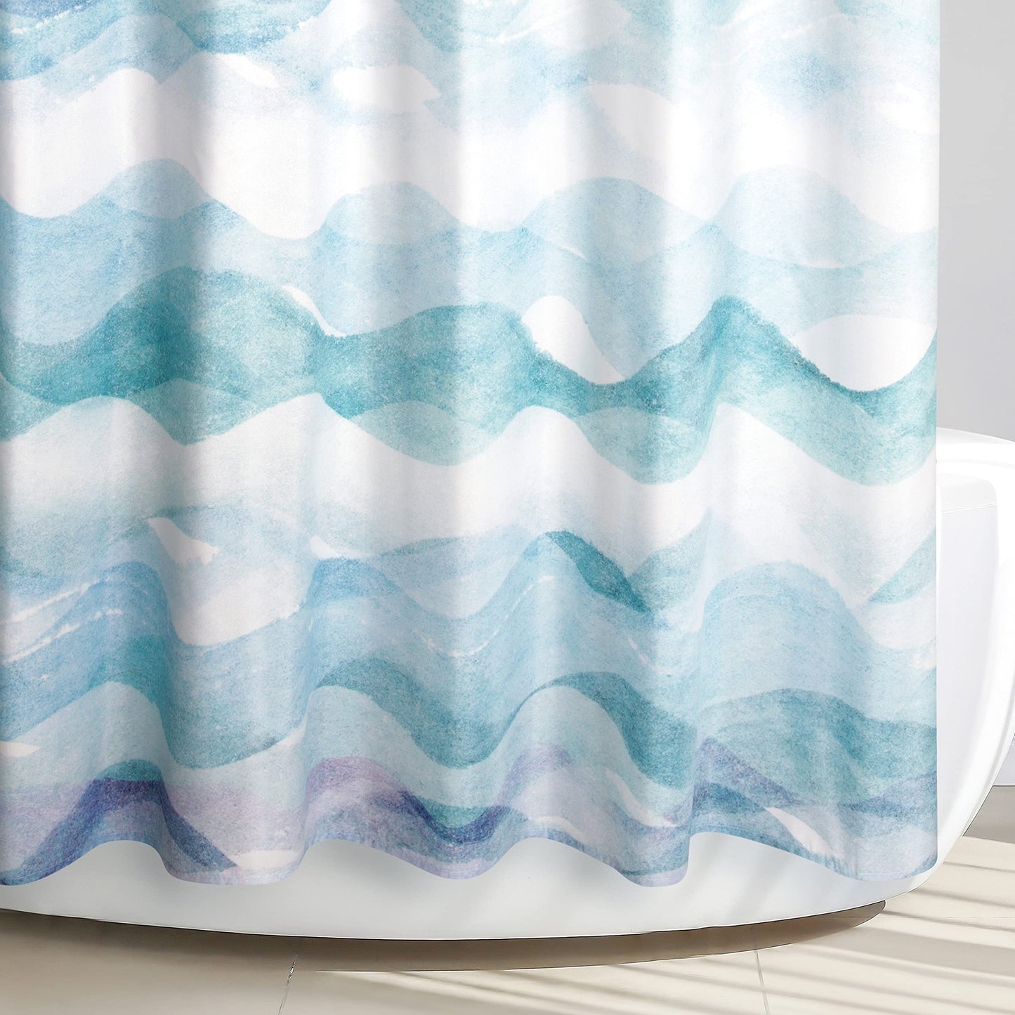 Allure Home Creation Roller Stripe Polyester Fabric Printed Shower Curtain 70"x72" Blue