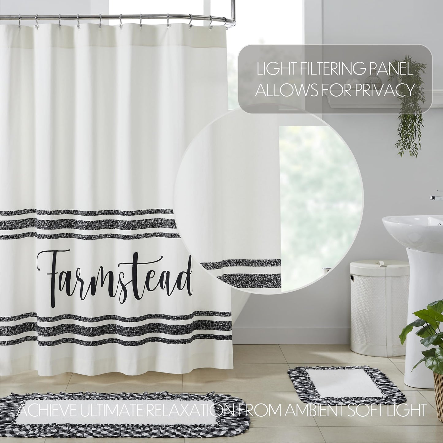 VHC Brands, Sawyer Mill 'Farmstead' Shower Curtain, Black, 72x72