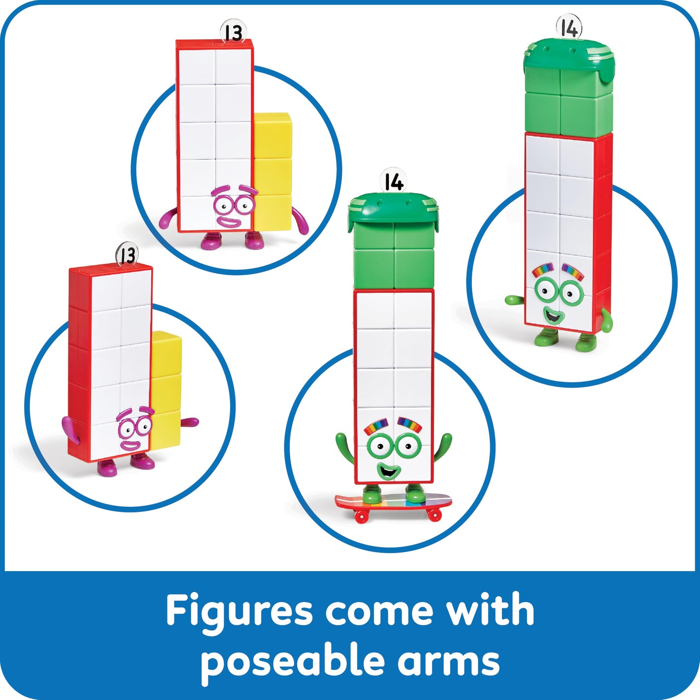hand2mind Numberblocks Thirteen & Fourteen Figures – Math Toys for Toddlers Ages 3–5, Small Learning Figurines & Preschool Education Gifts