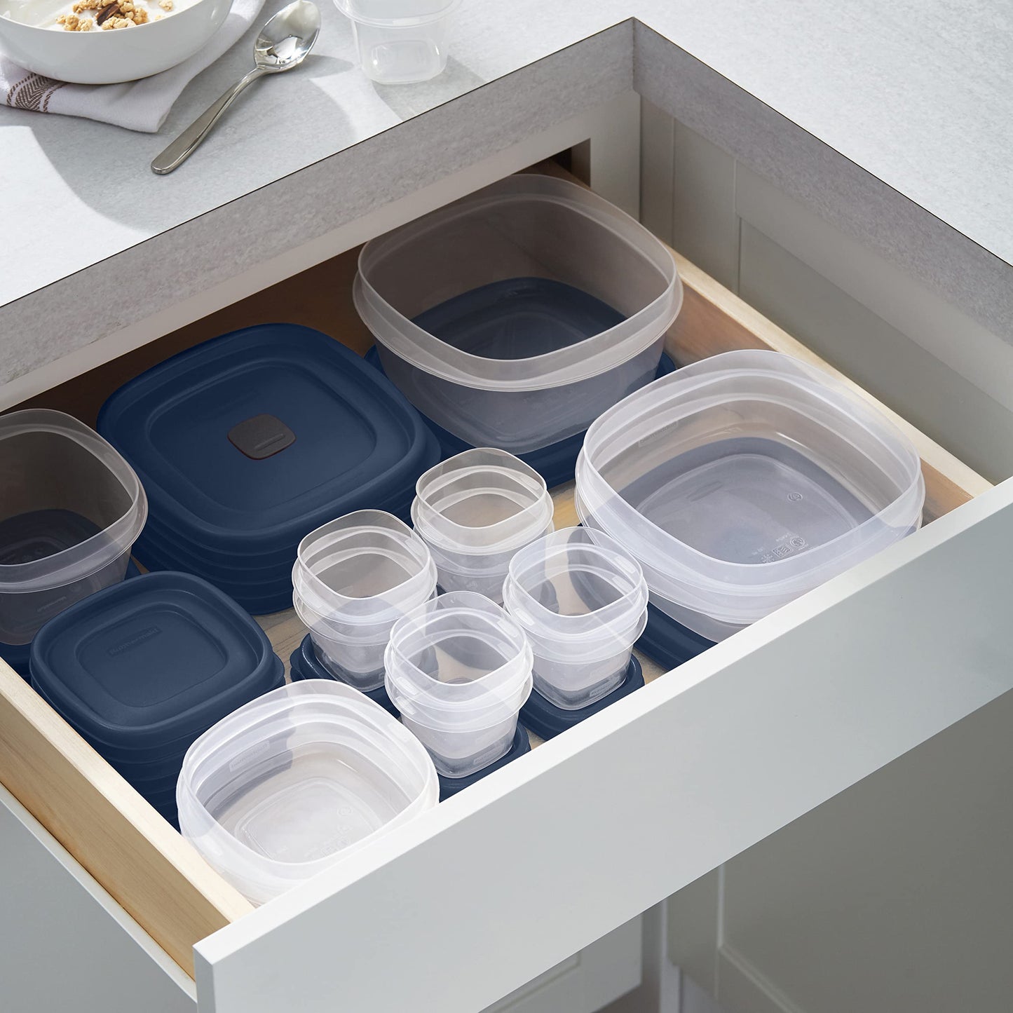 Rubbermaid EasyFindLids Food Storage Containers in Special-Edition Insignia Blue, 42 Piece
