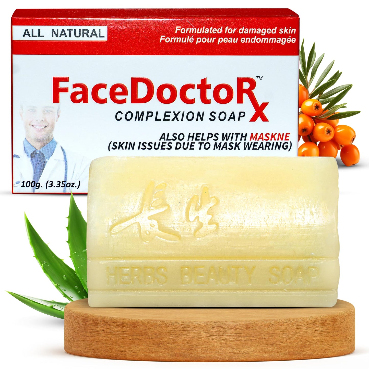 FACEDOCTOR Complexion Bar Soap | Acne & Rosacea Treatment with Sea Buckthorn Oil | Award Winning Face, Body & Back Pimple Wash | Gentle Skin Care Beauty & Personal Care FACEDOCTOR