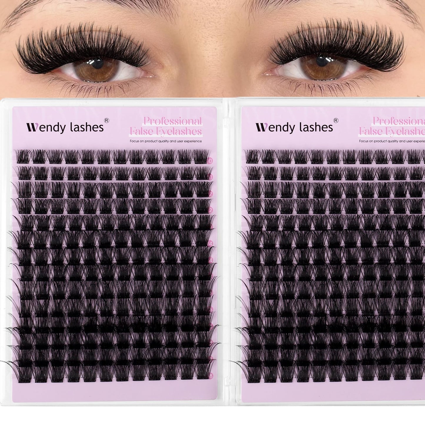 WENDY LASHES Lash Clusters 336PCS Fluffy Cluster Lashes Extensions, Natural D-Curly Eyelash Extension, Reusable Artificial Eyelashes 10-18mm DIY Lash Beauty and Personal Care WENDY LASHES Default Title