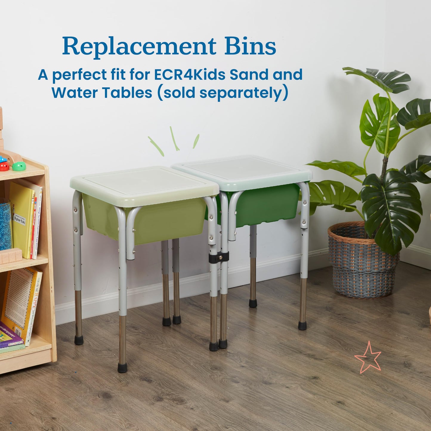 ECR4Kids Square Bin with Lid, Storage Containers, Hunter Green, 2-Pack
