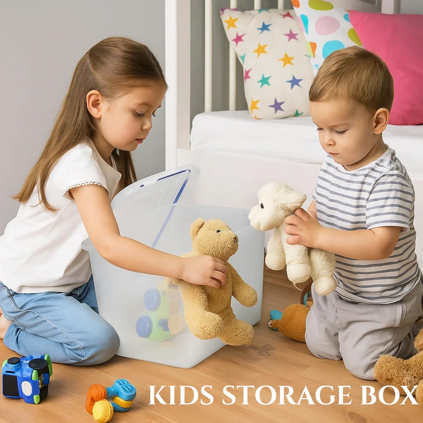 Lustroware Jumbo Food Storage Container Set of 2 with Lids - 12 & 17 Quart Airtight Latching Boxes, Heavy-Duty Stackable Bins for Rice, Flour, Pet…