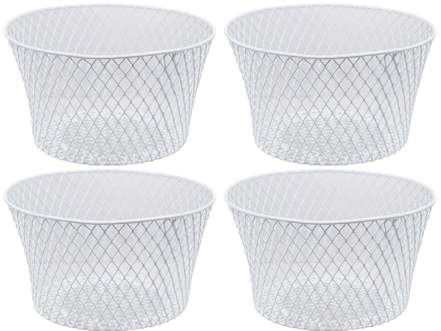Small Metal Rectangular, Oval and Round Wire Baskets with Handles, Black and White, 4-ct Sets (Round White Without Handles)