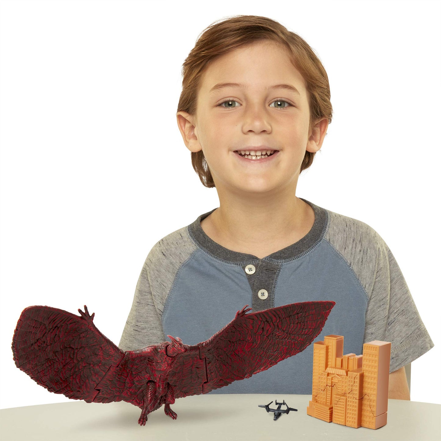 Godzilla King of The Monsters: 6" Rodan Articulated Action Figure with Osprey Helicopter & Destructible City