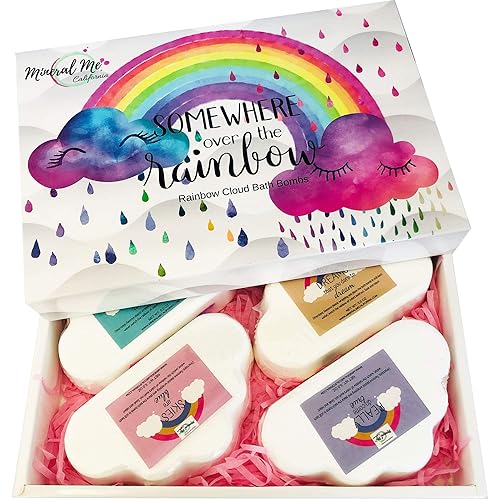 Bath Bombs for Kids - Natural and Organic Magic Rainbow Bubble Bath Bombs w/Moisturizing Shea Butter and Natural Oils, 4 Large Unicorn Cloud…