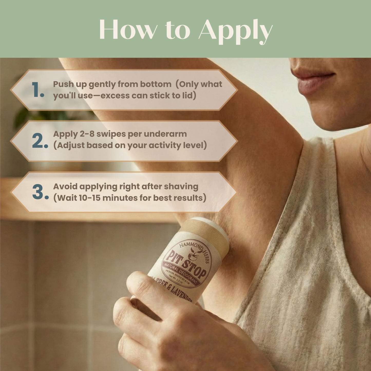 Hammond Herbs - PIT STOP Deodorant - Aluminum-Free, Plastic-Free, All-Natural Odor Control, 3 Pack (Unscented) Beauty and Personal Care Hammond Herbs
