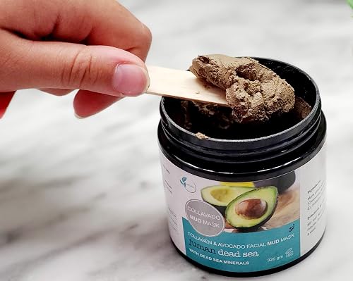 Reveal Naturals All Natural Juman Dead Sea Mud Mask infused with Avocado & Dead Sea Minerals 11.9 oz. Minimizes Pores. Tone Skin. Reduces Excess