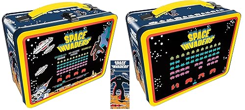 AQUARIUS Space Invaders Fun Box - Sturdy Tin Storage Box with Plastic Handle & Embossed Front Cover - Officially Licensed Space Invaders Merchandise…