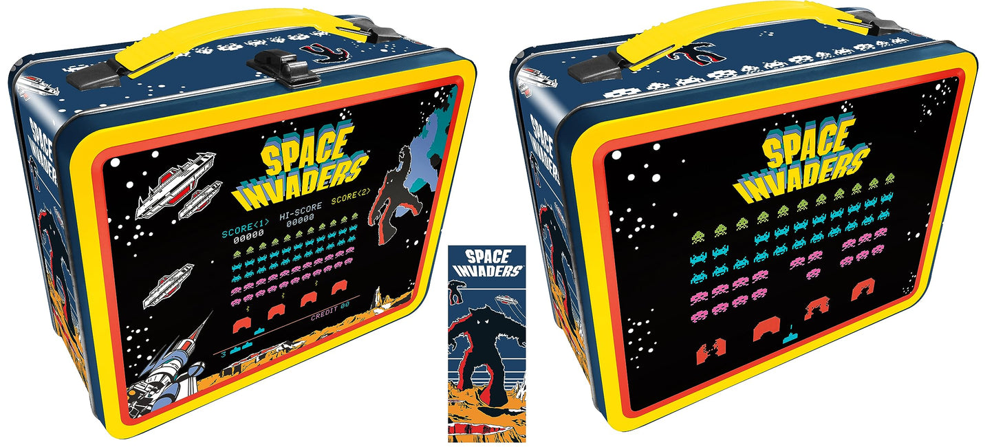 AQUARIUS Space Invaders Fun Box - Sturdy Tin Storage Box with Plastic Handle & Embossed Front Cover - Officially Licensed Space Invaders Merchandise…